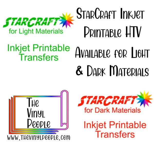 StarCraft Inkjet Printable Heat Transfer Vinyl (10 sheet pack) –  TheVinylPeople