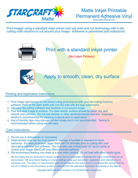 StarCraft Inkjet Printable Heat Transfer 10 Sheet Pack - Light Materials 