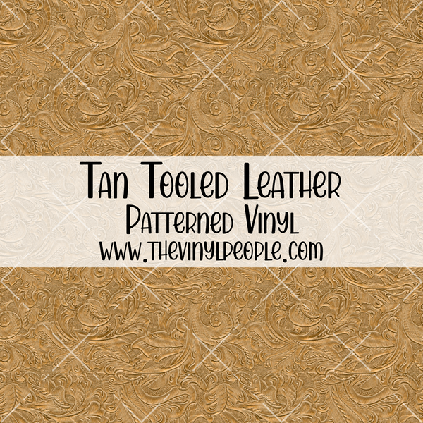 Tan Tooled Leather Patterned Vinyl
