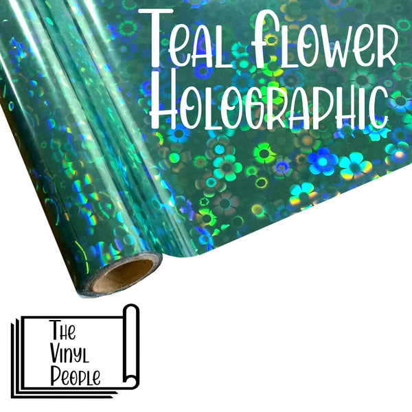 Teal Flower Holographic Foil