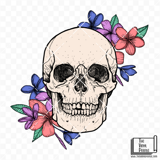 Tropical Floral Skelly Vinyl Decal