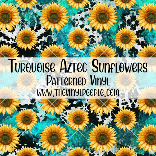 Turquoise Aztec Sunflowers Patterned Vinyl