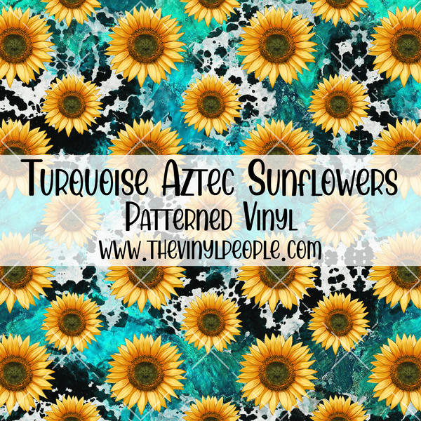 Turquoise Aztec Sunflowers Patterned Vinyl