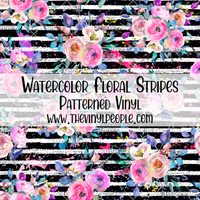 Watercolor Floral Stripes Patterned Vinyl