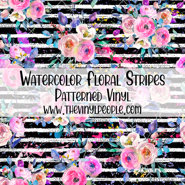 Watercolor Floral Stripes Patterned Vinyl